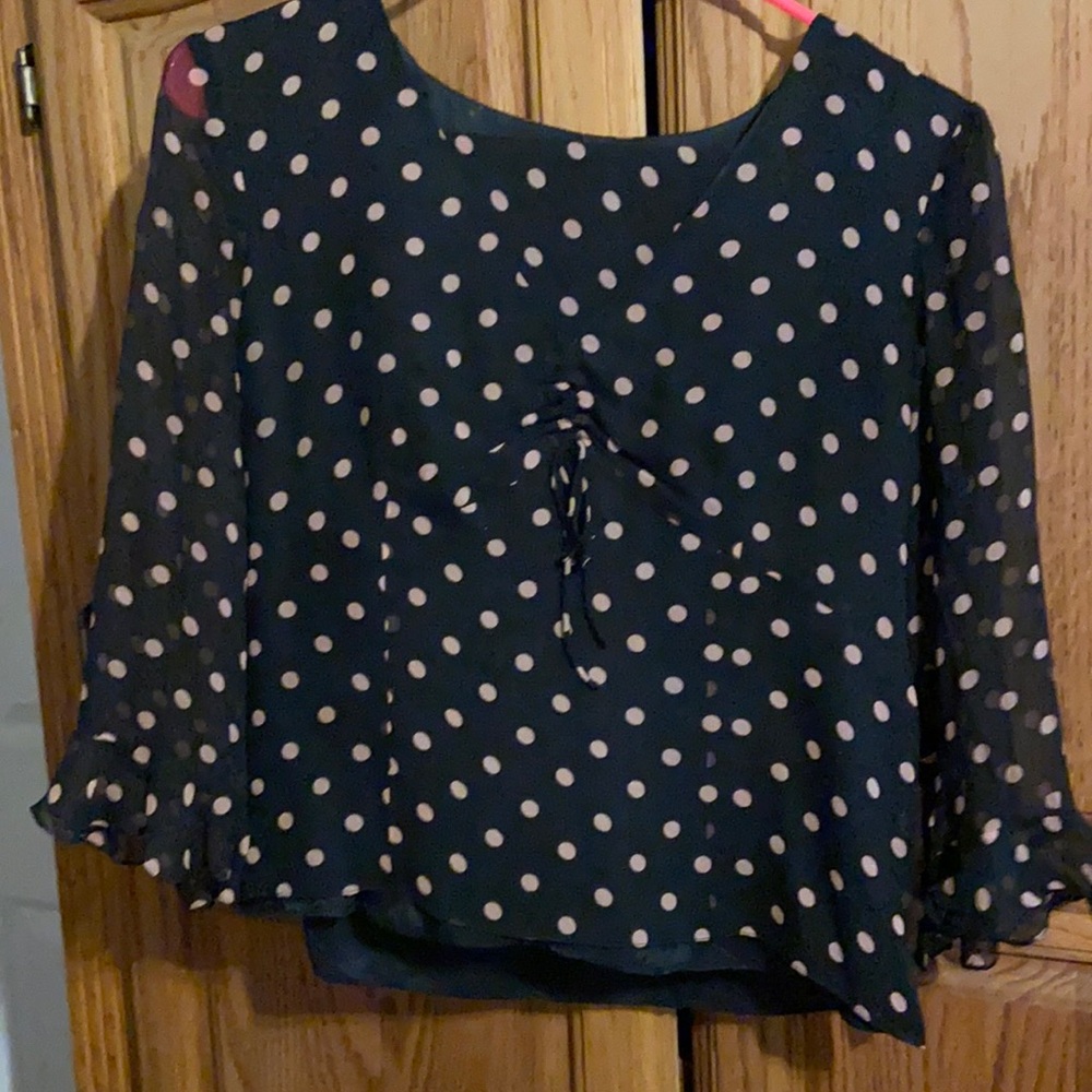 Blouse and skirt.